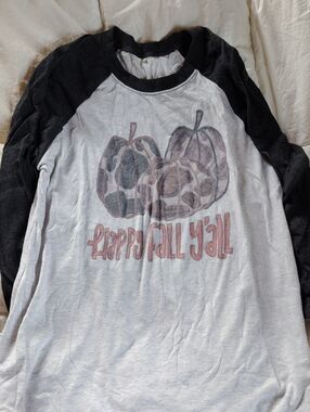 Happy Fall Y'all Raglan Top - Black & White